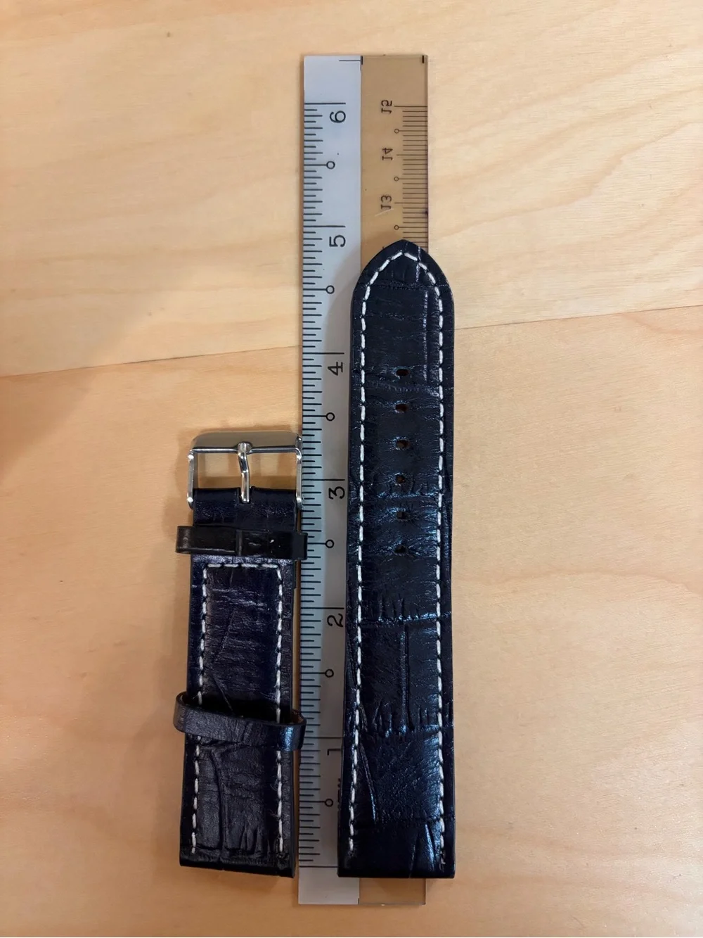 Men’s Genuine Leather Croc Embossed Watch Band Black 20mm New